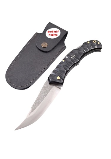 El Yapımı N690 Böhler Çelik Isıya Suya Dayanıklı Siyah Kompakt Kabzeli Kilitli Yaylı Çakı siyah