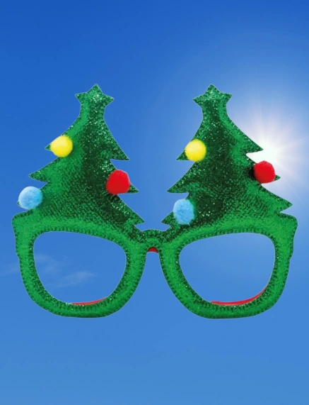 Yılbaşına Özel Lüks Gözlük Kadife Ağaçlı Model Çam Ağacı Yumuşak Hafif Yılbaşı Gözlügü