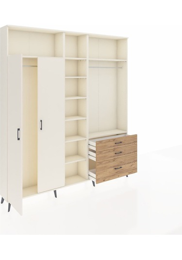 Arges Dolap 9 Raflı 3 Çekmeceli 2 Askılı 220x30x243 Aytaşı-aytaşı/çam Aytası/atlas Çam
