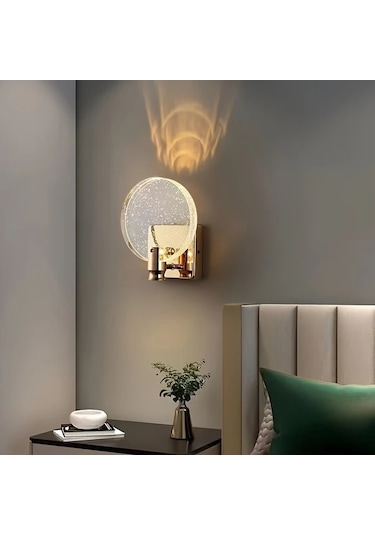 Challenger Gümüş Kristal Duvara Monte Lamba Yatak Odası Oturma Odası Aydınlatma Aparatı Gümüş