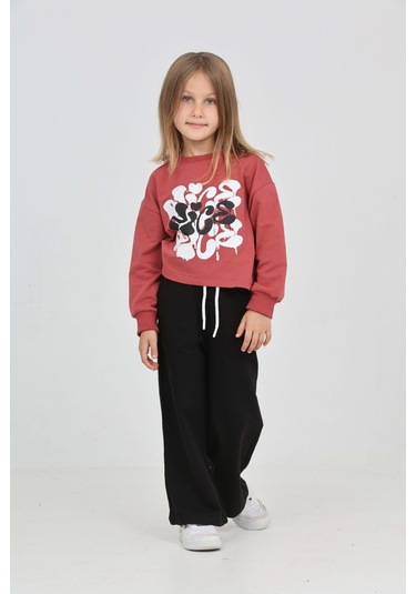 Toontoy Kız Çocuk Nice Baskılı Eşofman Takım Kiremit