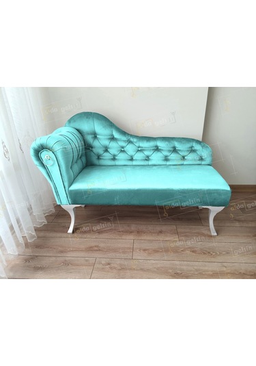 Dekoratif Bihter Koltuk Josefin Puf 120 Cm Beyaz Ayak Sarı