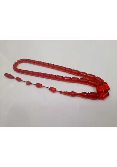 Soma Tesbih Mehmet Sancaktar Usta 7 x 10 Ateş Kehribar Tesbih