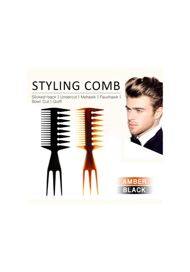 Vkemall Amber Renkli Üç Yönlü Saç Oluşturucu Taraması - Geniş Dişli Kolu Saç Dizayn Aracı Saç Ve Kafa Derisini Koruyan Profesyonel Ve Ev Kullanıma Uygun