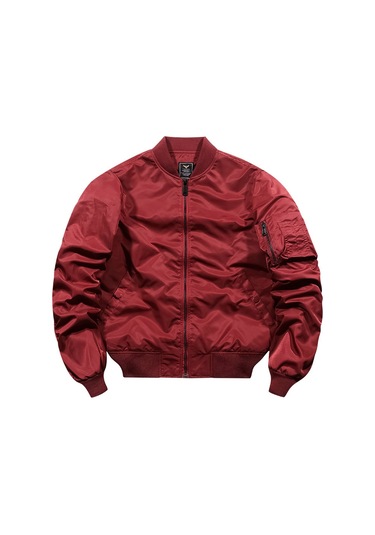 Erkek Sonbahar Kırmızı Bomber Ceket Mavi