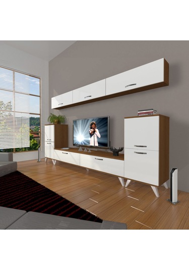 Decoraktiv Eko 9 Slm Std Retro Tv Ünitesi Tv Sehpası Ceviz - Beyaz