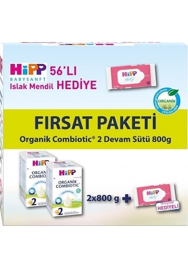 Hipp 2 Organik Combıotic Bebek Sütü 800 G x 2 + Islak Mendil