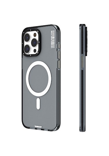 İphone 15 Pro Max Uyumlu Kılıf Magsafe Şarj Özellikli Youngkit Crystal Color Serisi Kapak Pembe