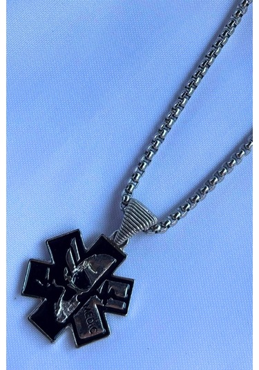 Medikal El İşçiliği Paslanmaz Çelik Zincir Erkek Kolye Gümüş