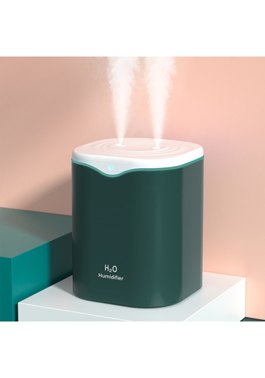 Leezsing 2l Çift Sprey Nemlendirici Serin Mist Otomatik Kapatma Nemlendirici Led Işık İle Taşınabilir Masaüstü Nemlendirici