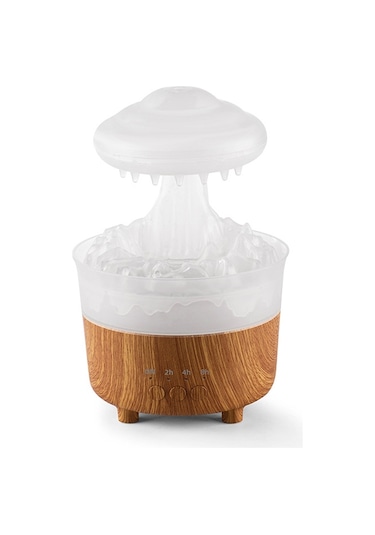 V50 Masaüstü Renkli Gece Lambası Nemlendirici Ahşap Tahıl Su Damlası Aroma Difüzörü, Özellik: Ab Tak Beyaz