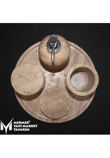 Traverten 5 Parça Banyo Seti Krem