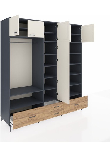 Kronos Dolap 18 Raflı 4 Çekmeceli Tek Askılı 220x59x243 Antrasit-aytaşı/çam Aytası/atlas Çam Kronos Dolap 18 Raflı 4 Çekmeceli Tek Askılı 220x59x243 Antrasit-aytaşı/çam Aytası/atlas Çam