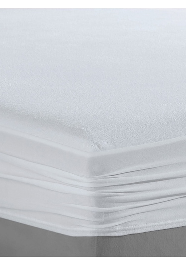 Alez Pamuk Fitted Su Sıvı Geçirmez Yatak Koruyucu Alez Beyaz