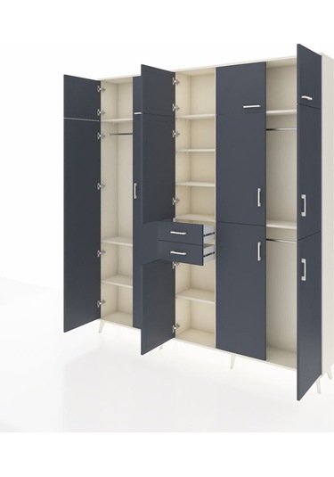 Arges Dolap 10 Raflı 2 Çekmeceli 3 Askılı 220x30x243 Aytaşı-antrasit/antrasit Antrasıt/antrasıt Arges Dolap 10 Raflı 2 Çekmeceli 3 Askılı 220x30x243 Aytaşı-antrasit/antrasit Antrasıt/antrasıt