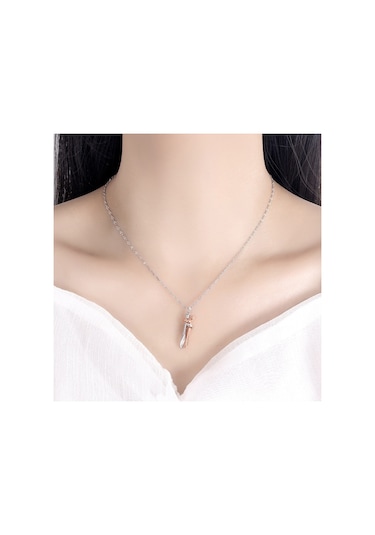 Geometrik Çift Kucaklama Kolye Kolye Aksesuarları Beyaz Altın Çok Renkli