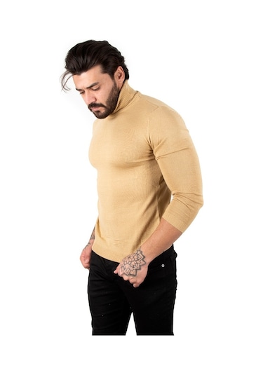 Deepsea Camel Balıkçı Yaka Camel Düz Kazak 2002292 Camel