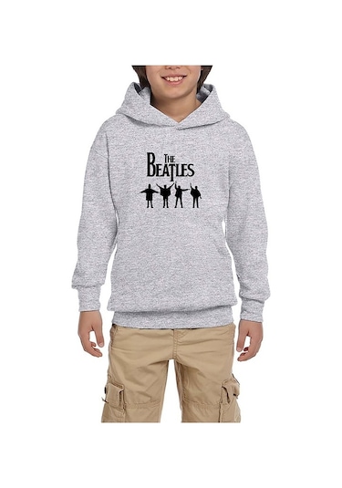 Zepplin Giyim The Beatles Help! Gri Çocuk Kapşonlu Sweatshirt Gri