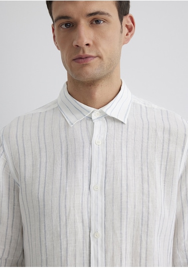 Mavi - Çizgili Mavi Gömlek 0211525-89288 Mavi