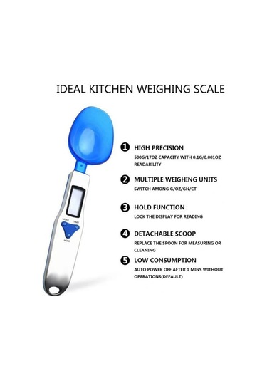 Neevoyu Dijital Mutfak Kaşık Terazi, 500g/0.1g Lcd Ekran, 3 Çıkarılabilir Ölçü Kase, Katı-sıvı Ağırlık Ölçer, Abs Malzeme, Kahve-pastane Malzemeleri İçin Diğer
