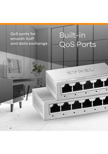 Zyxel 5-port Gigabit 10/100/1000 Unmanaged Ethernet Switchı Ethernet Splitter Masaüstü Veya Duvara Montaj Gs-105b V5