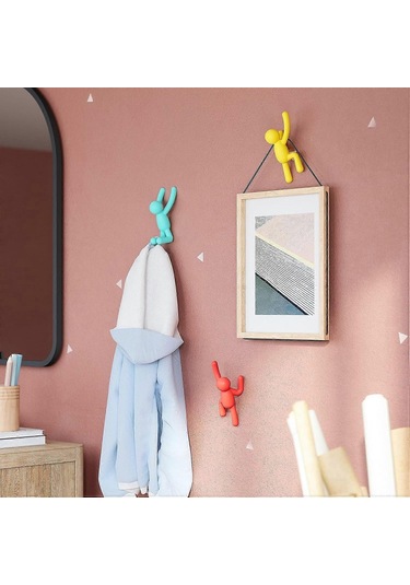 3 Parça Duvar Askısı Seti, Kırmızı/sarı/okyanus Mavisi, Montlar, Çantalar İçin Diğer