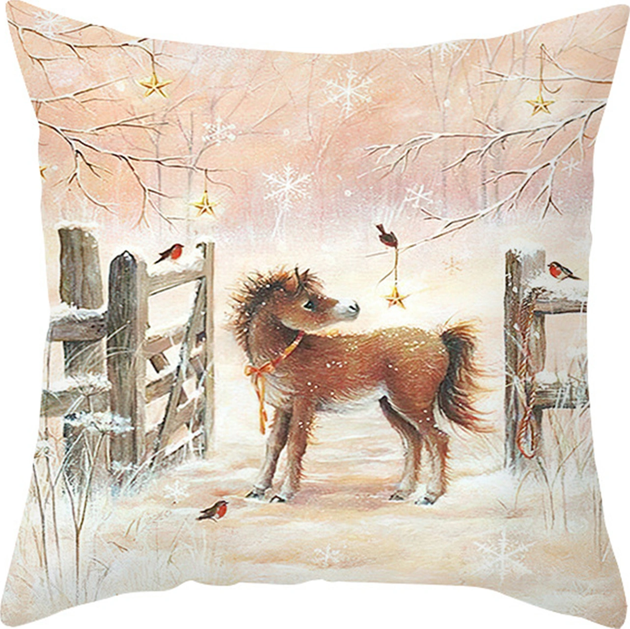 Hombey Noel Temalı Dijital Baskılı Kayısı Derisi Yastık Kılıfı 45x45cm Yastık İçi Yok - Tekli Paket Tpr478-5 Diğer