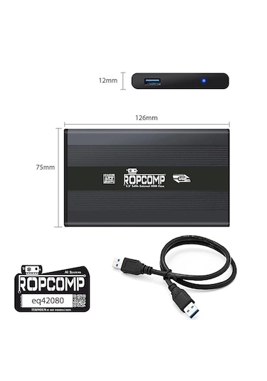 Ropcomp 2.5" Usb 3.0 Sata Harici Harddisk Kutusu Metal
