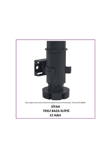 Baza Klipsi, Tekli, Siyah 12 Adet