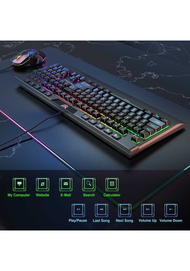 Kilifone - Oyuncu Klavye Mouse Seti Onikuma G21 Rgb Oyuncu Klavye Mouse Seti - Siyah - T17096