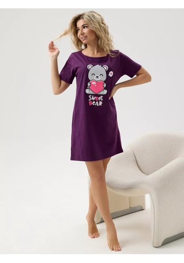 Rusteks Mg Pamuklu Geceleri Gömlek 191300637 Patlıcan Rengi