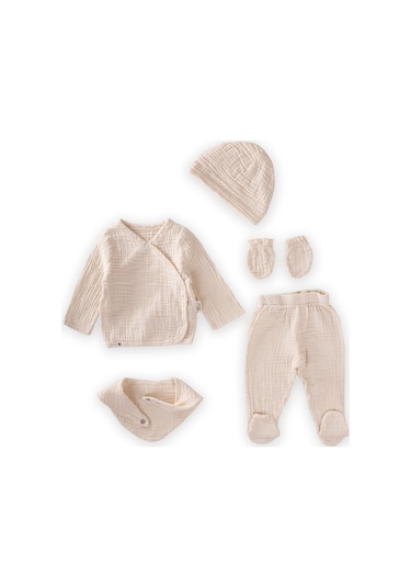 Cigit Organik Hastahane Çıkışı Bebek Takımı 0-3 Ay Ham Krem