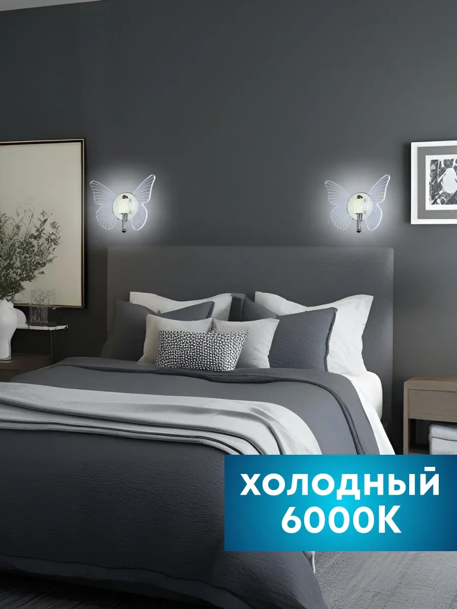 Lubimyj Svet Led Kablolu Duvar Askısı Kelebek Lamba 281624247 Gri
