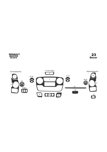 Renault Master Movano İnterstar Konsol-torpido Kaplama 2010 23 Parça -karbon Karbon