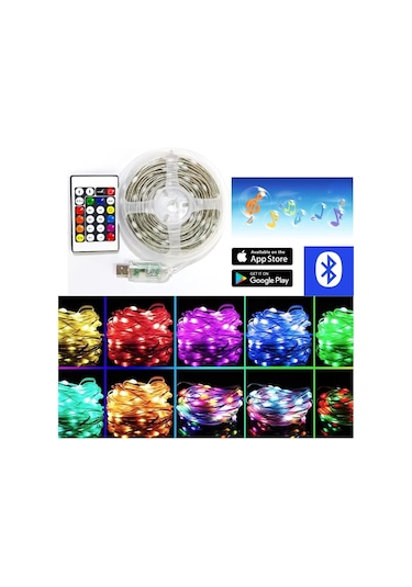 10m Rgb Usb Bluetooth Led Işık Yılbaşı Ağacı Işığı Dekor Lefi