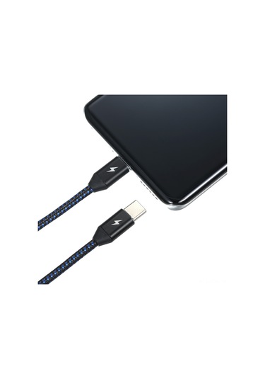 Suofeng Usb Type-c 3.1 Halka-halka编织数据线 - 10gbps高速传输 Ve 快速充电 - 0.25m Siyah