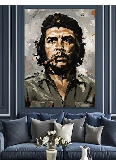 Savaşçı Che Guevara Portre Dekoratif Kanvas - Mdf Ahşap Tablo