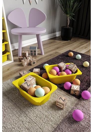 %100 Mdf - Small Duo 10 Sepetli Oyuncak Dolabı Sarı