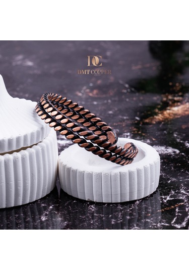 Dmt Copper El Yapımı Şık Tasarım Kalın Dövülmüş Saf Bakır Bilezik Bakır Takı Bilekliği Işıklı Kutulu Bakır