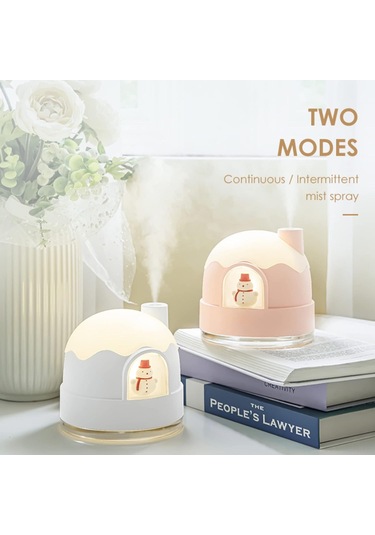 Geeroyoo 350ml Usb Mikro Nemlendirici Ve Gece Lambası - Sessiz Çalışma, Sürekli/aralıklı Buhar Modu, Ev/ofis Kullanıma Uygun Beyaz/pembe