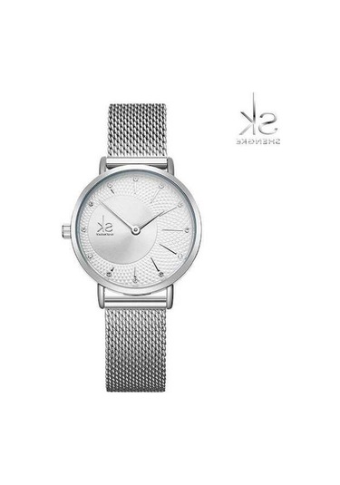 Novahub Moda Gümüş Kadranlı Kadın Kuvars Saat, Ayarlanabilir Milan Kayışı, Şık Ve Rahat Gümüş