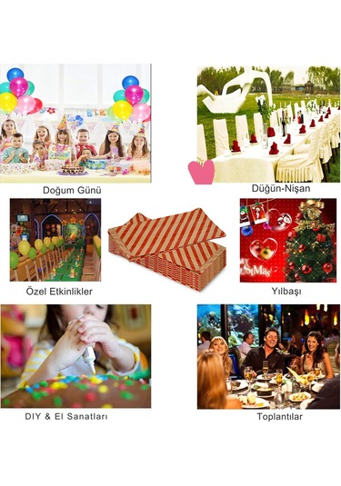 Körüklü Kraft Kese Kağıdı, Kırmızı Verev Desenli Şamua Hediye, Am