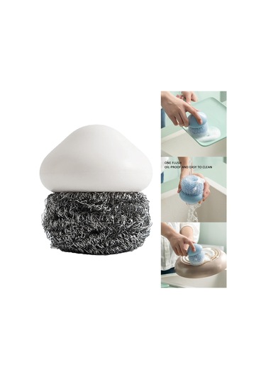 Magideal Suntek Mutfak Dayanıklı Çelik Tel Bulaşık Temizleme Topu Mavi - 7 x 7 x 8 CM Beyaz
