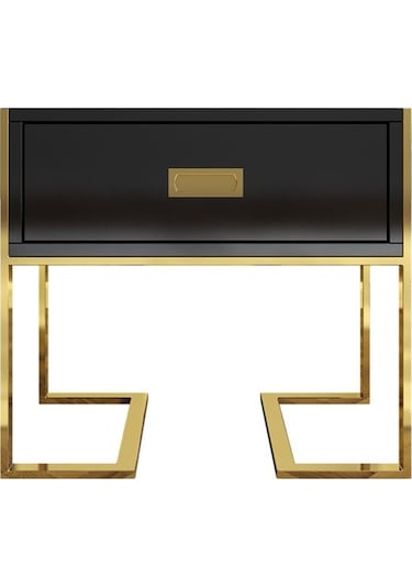 Barbara Gold Metal Siyah Yan Sehpa