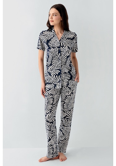 Arnetta Kadın Lacivert Gömlek Pijama Takım Ar3607-s-v2 Lacivert