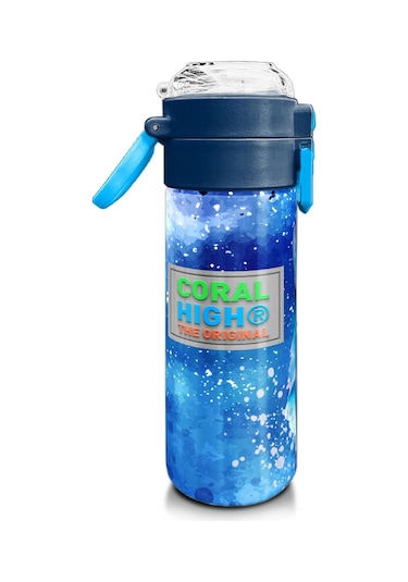 Coral High Kids Lacivert Mavi Kurt Desenli Pipetli Ve Direkt İçim Çelik Termos 500 Ml 31945 Lacivert
