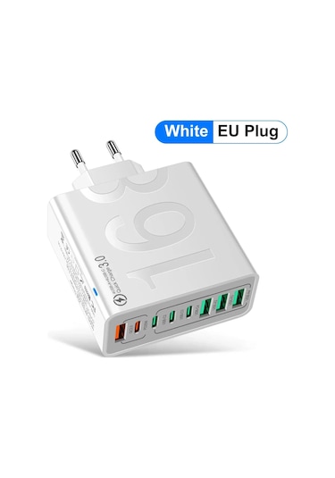 Walkesen Tip C Usb Çoklu Şarj Cihazı 8 Bağlantı Noktalı Hızlı Şarj iPhone Uyumlu, 15 Xiaomi Huawei Pd Duvar Şarj Chdistribütör Garantili
