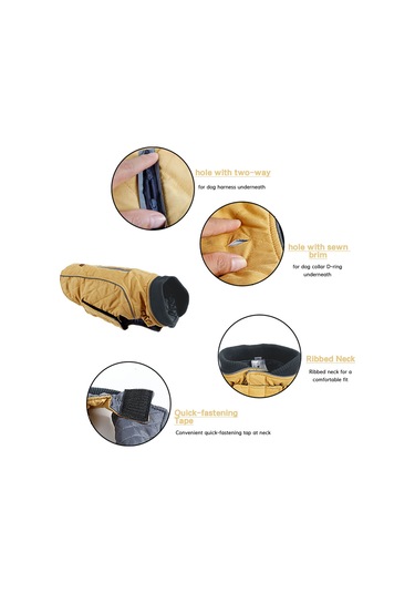 Vkemall Köpekler İçin Kışlık Mont, Kalın Isı Sağlar, İpek Telli Uyumlu, Retro Desen, Turuncu, S Boyutu Pd10025