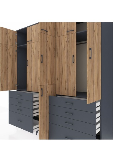 Kronos Dolap 8 Raflı 8 Çekmeceli 3 Askılı 220x59x243 Antrasit-çam/antrasit Atlas Çam/antrasıt Kronos Dolap 8 Raflı 8 Çekmeceli 3 Askılı 220x59x243 Antrasit-çam/antrasit Atlas Çam/antrasıt