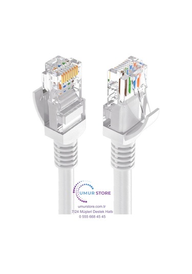 40 Metre Gri Cat5 Ethernet Kablo Jack Soketleri Takılı Hazır Internet Kablosu